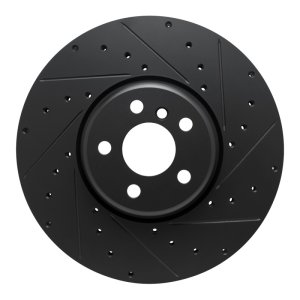 BMW 330e Brake Rotor (1) - Left Front - R1 Concepts - Drilled & Slotted - Black - `16-`25